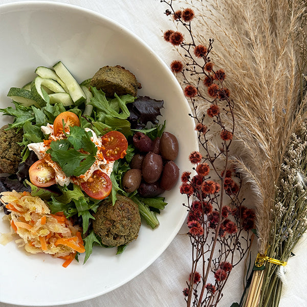 Zucchini Falafel Salad Platter